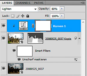 Screenshot der Adjustments-Palette