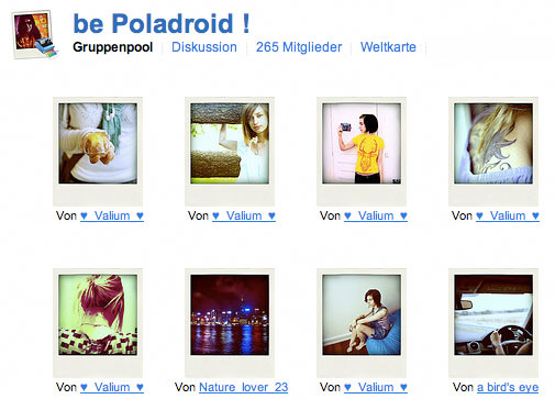 Screenshot Poladroid bei flickr