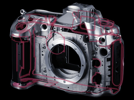 Schema der Gehäuseabdichtungen der D300s von Nikon