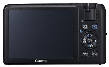 Foto der Rückseite der PowerShot S90 von Canon