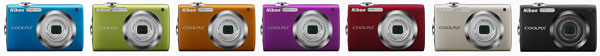 Foto der Farbvarianten der Coolpix S3000 von Nikon