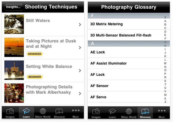 Screenshots Learn & Explore von Nikon
