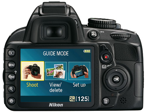 Foto der Rückseite der D3100 von Nikon