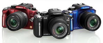 Foto der Lumix G2 von Panasonic in drei Farben