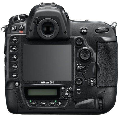 Foto der Rückseite der D4 von Nikon