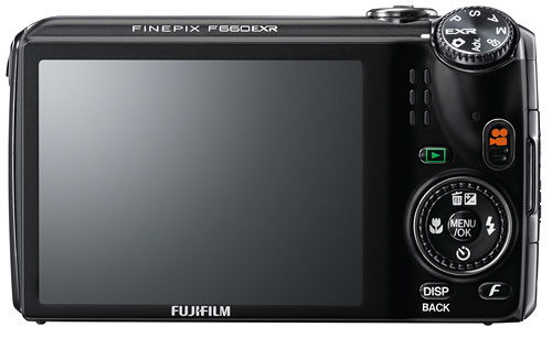 Foto der Rückseite der FinePix F660EX von Fujifilm