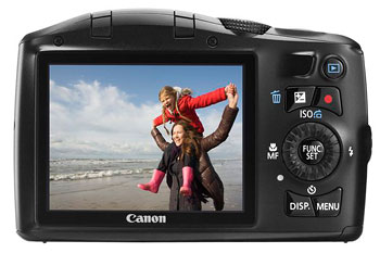 Foto der Rückseite der PowerShot SX150 IS von Canon