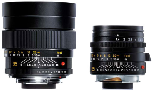 Zweimal das Summilux 1,4/35 mm: links in der R-Variante, rechts in M-Ausführung