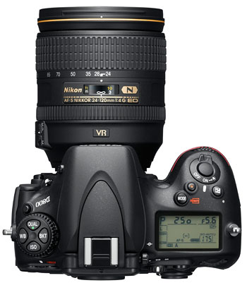 Foto der Oberseite der D800 von Nikon