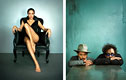 Fotos Marc Hom; links: Angelina Jolie, Los Angeles, 2007 - rechts: Johnny Depp & Tim Burton, New York, 2008