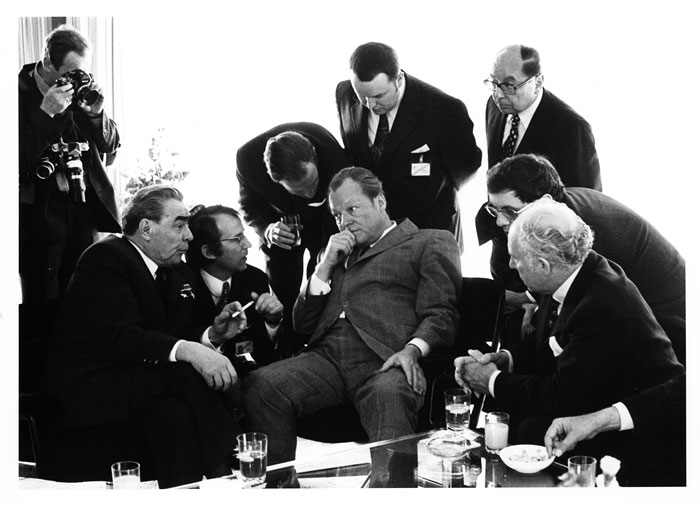 Foto Barbara Klemm: Leonid Breschnew, Willy Brandt; Bonn, 1973