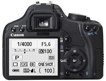 Foto der Rückseite der EOS 450D von Canon