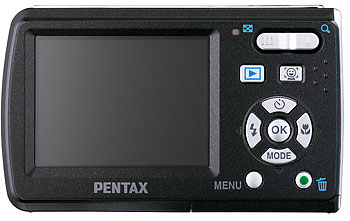 Foto der Rückseite der Optio E60 von Pentax