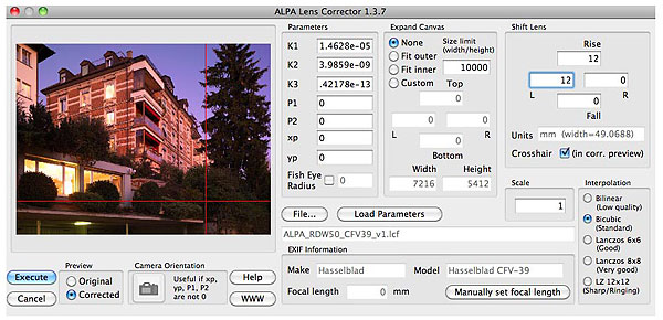 Screenshot Lens Corrector von Alpa