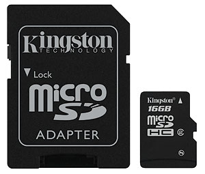 Foto von Kingstons microSDHC-Karte mit 16 GB