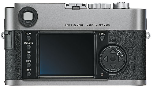 Foto der Rückseite der M9 von Leica in stahlgrau