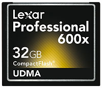 Foto der 600x-CompactFlash-Karte von Lexar mit 32 GB
