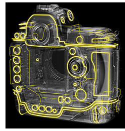 Foto der Abdichtungen der D3s von Nikon