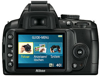 Foto der Rückseite der D3000 von Nikon