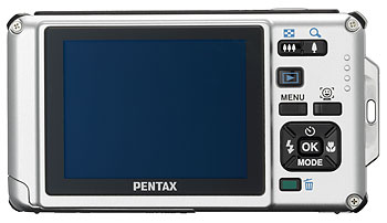 Foto der Rückseite der Optio W80 von Pentax