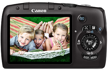 Foto der Rückseite der PowerShot SX120 IS von Canon