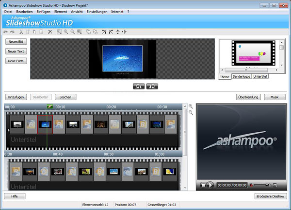Screenshot Slideshow Studio HD von Ashampoo