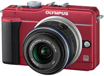 Foto der roten Pen E-PL1s von Olympus