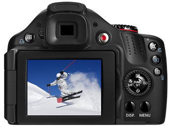 Foto der Rückseite der PowerShot SX30 IS von Canon