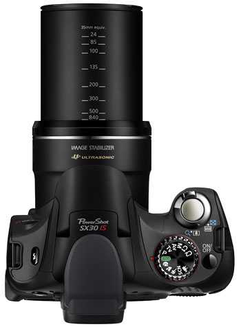 Foto der Oberseite der PowerShot SX30 IS von Canon
