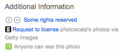 Screenshot flickr request to license