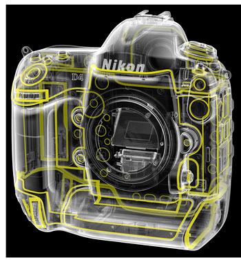Illustration der Dichtungen der D4 von Nikon