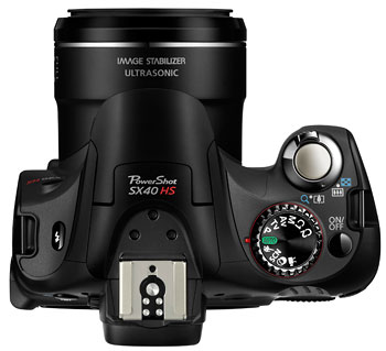 Foto der Oberseite der PowerShot SX40 HS von Canon