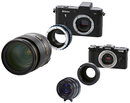 Foto Novoflex-Objektivadapter für das Nikon-1-System und die Pentax Q