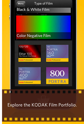 Screenshot Kodak Professional Film App