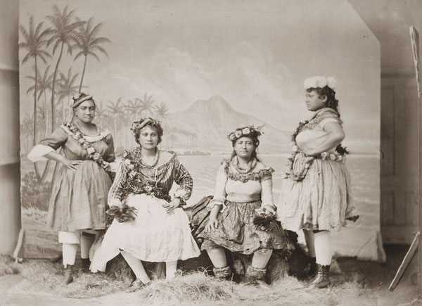 Hawaiianische Hula-Tanztruppe, ca. 1880er