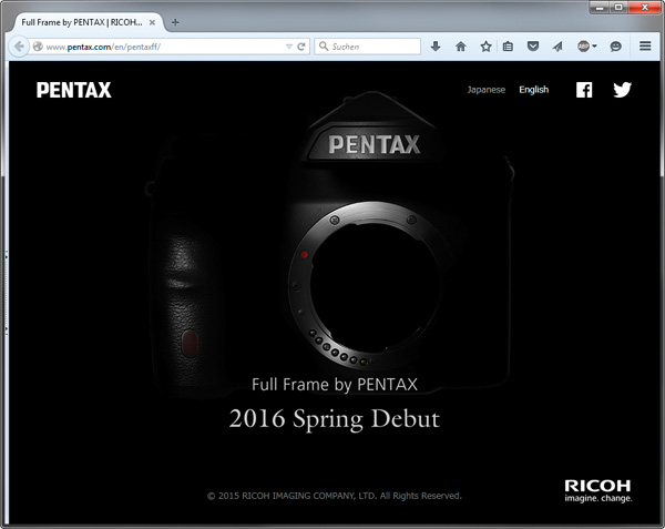 Teaser-Website von Pentax