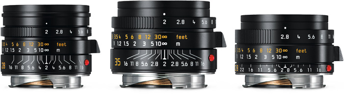 Leica: Summicron-M 1:2/28 mm, Summicron-M 1:2/35 mm und Elmarit-M 1:2,8/28 mm