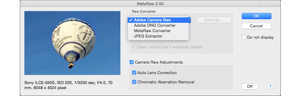 MetaRaw 2.5: Aktueller RAW-Konverter für ältere Versionen von Photoshop und Photoshop Elements
