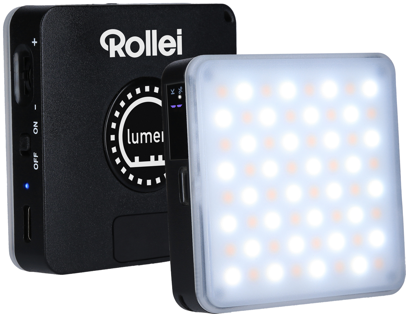 handliches LED-Dauerlicht für das Smartphone mit Akku Diffusor und APP Steuerung Rollei Lumen Square